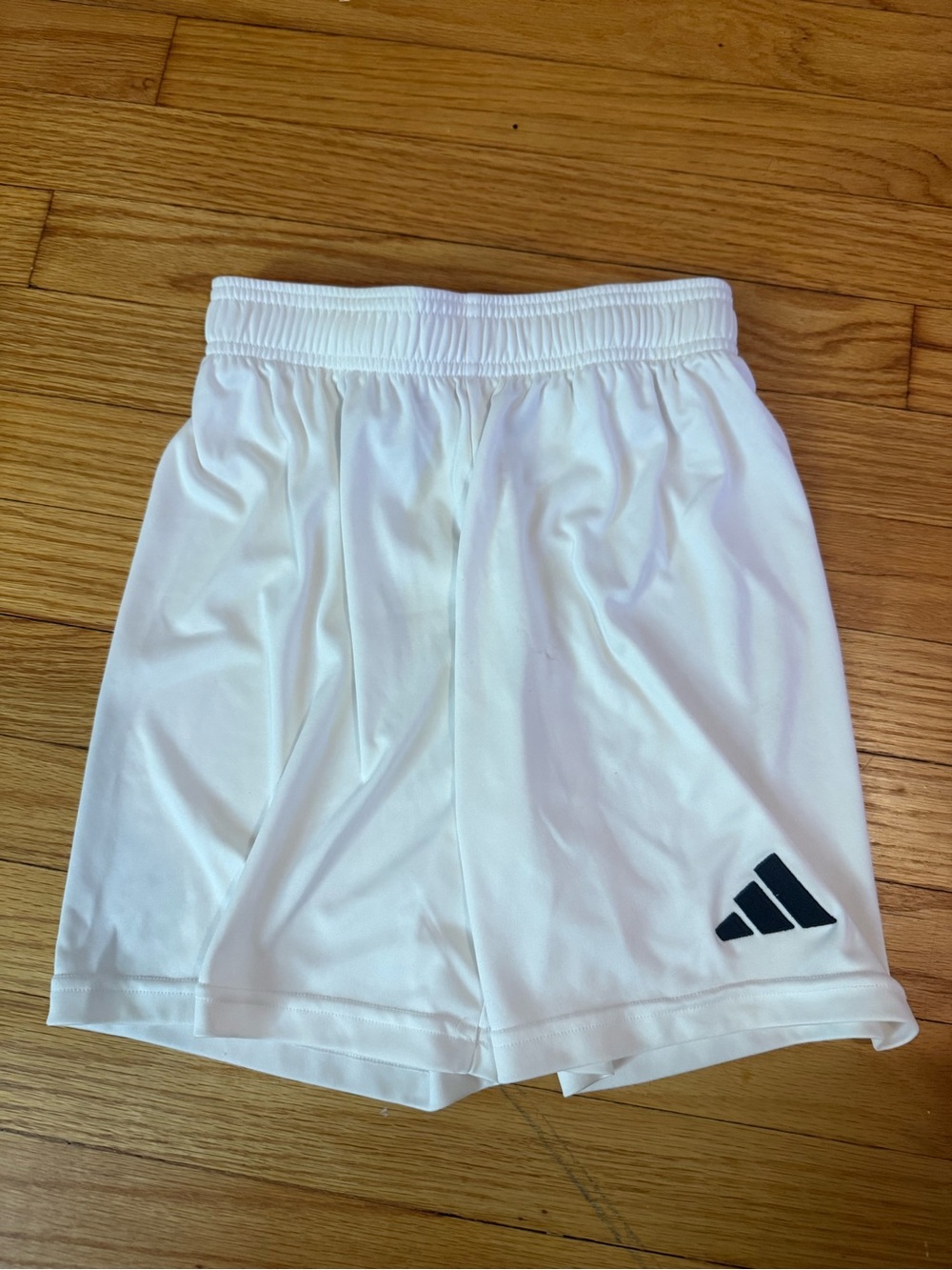 adidas White Kids Athletic Shorts with Black Logo